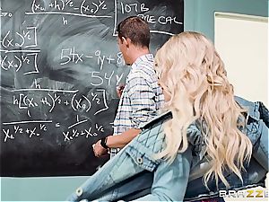 Breasty teacher drills a youthful man rod and solves a major math problem